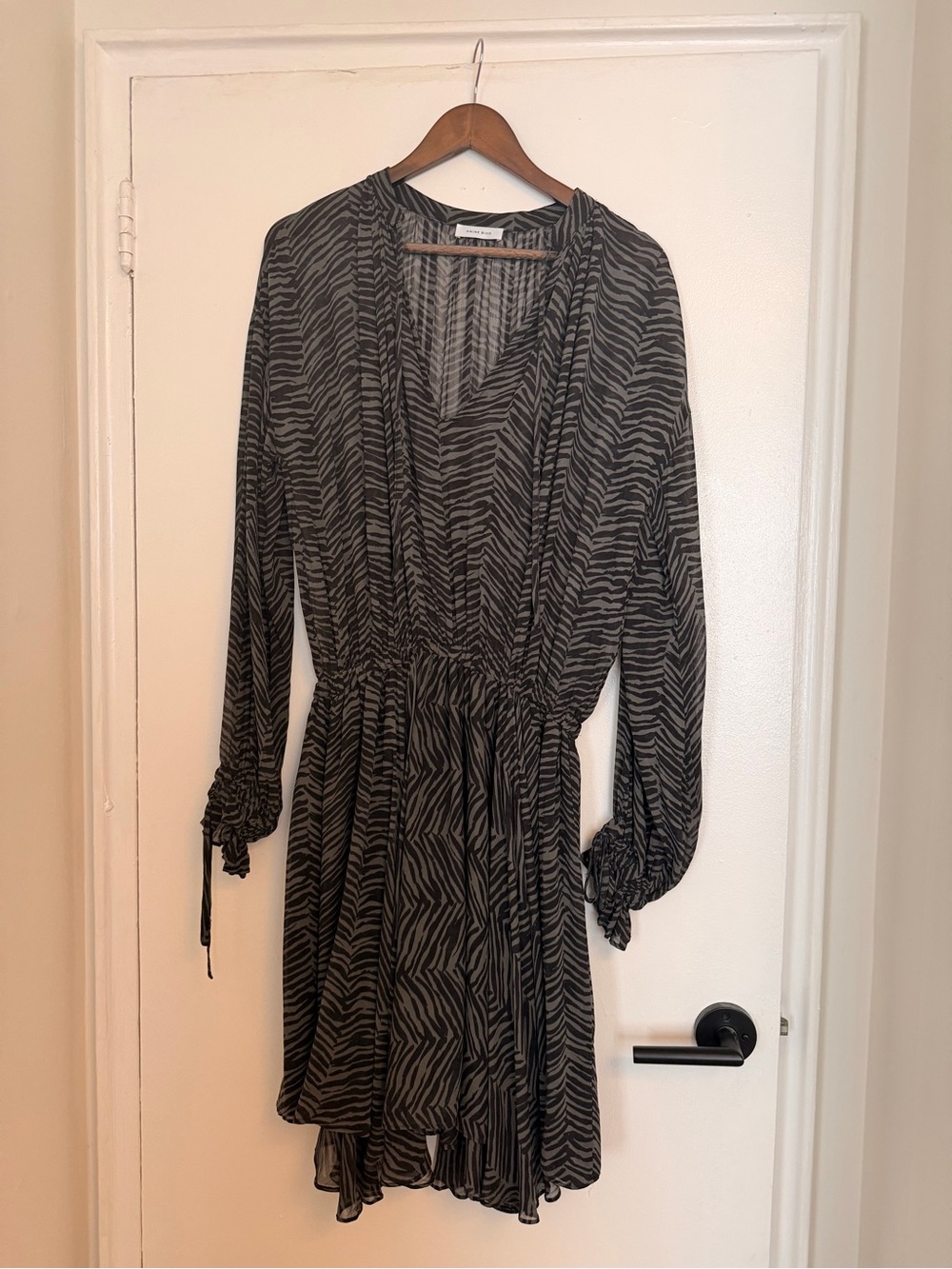 Anine Bing Elliana Silk Dress - Willow Zebra - Medium